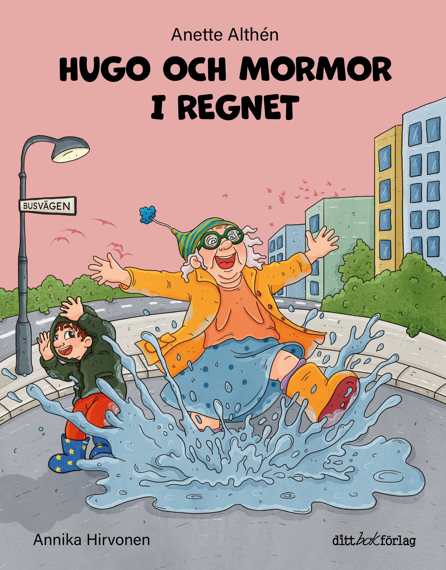 Hugo och mormor i regnet