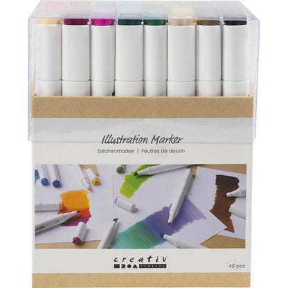 Illustration marker - standardfärger 48 pack