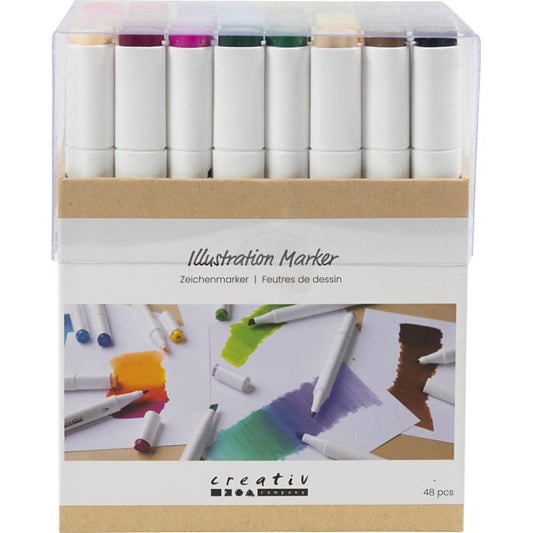 Illustration marker - standardfärger 48 pack
