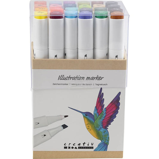 Illustration marker - kompletterande färger 24 pack