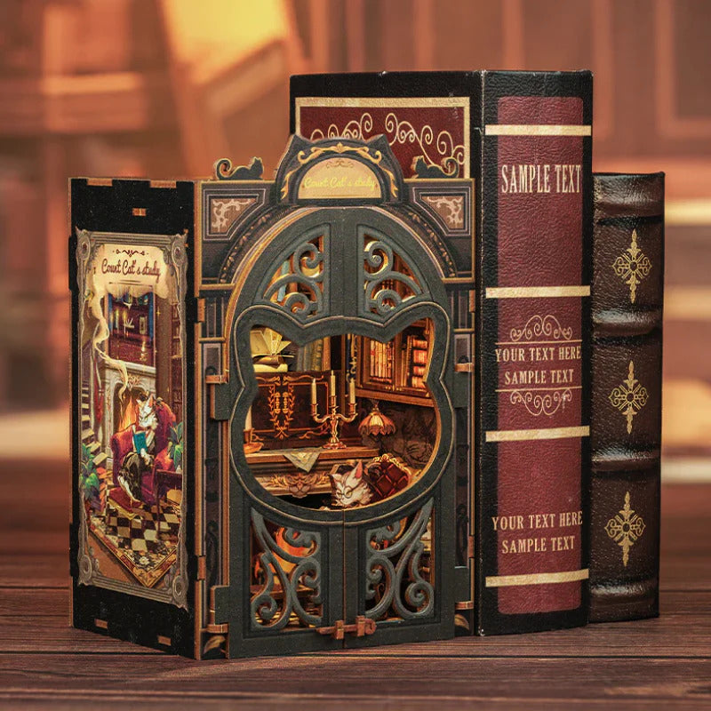 DIY book nook kit count cat's study