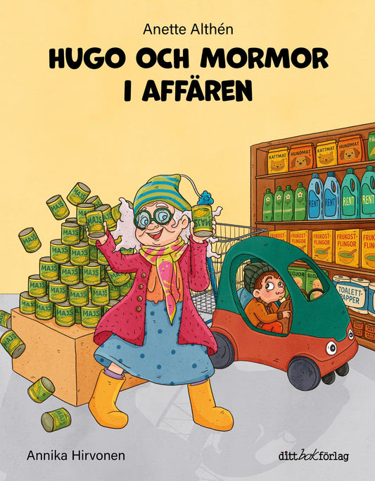 Hugo och mormor i affären