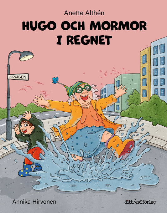 Hugo och mormor i regnet