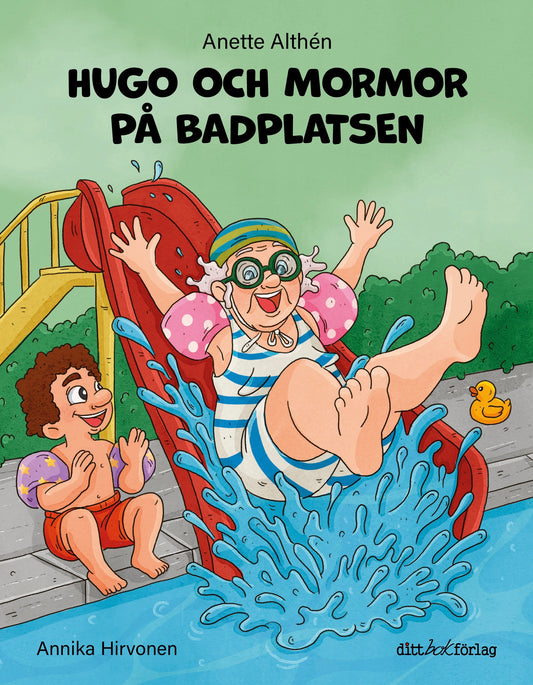 Hugo och mormor på badplatsen