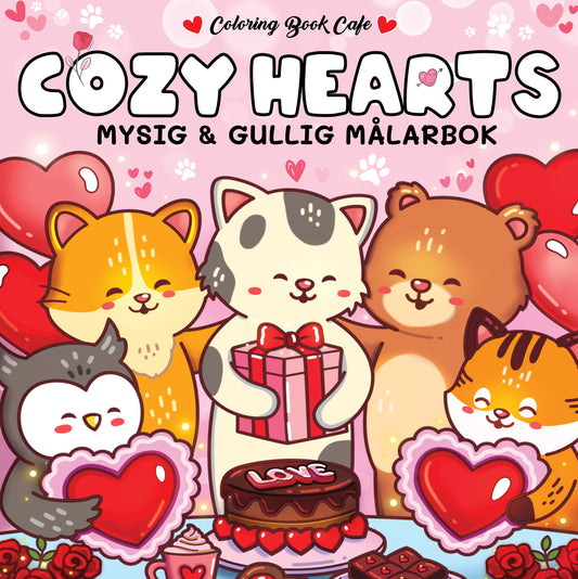 Cozy hearts målarbok