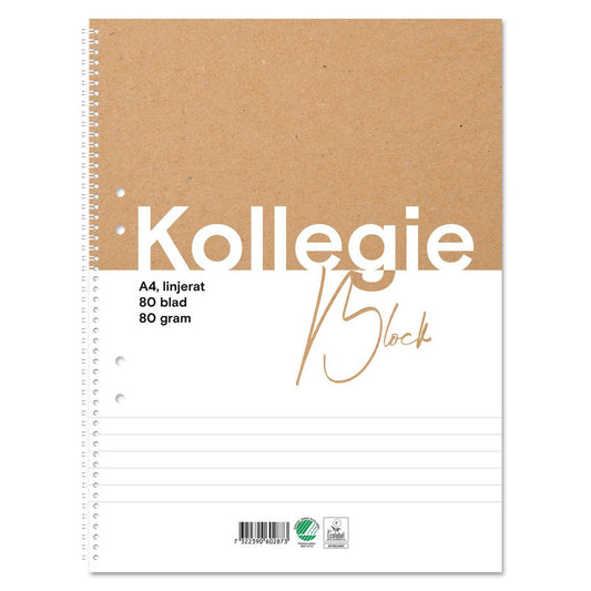 Kollegieblock A4, linjerat 80g